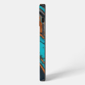 Koper met turquoise abstract iPhone hoesje (Linkerkant)