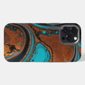 Koper met turquoise abstract iPhone hoesje (Achterkant horizontaal)