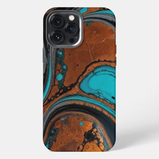 Koper met turquoise abstract iPhone hoesje (Achterkant)