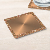 Koper Metaal Look Circulair Metallic Glitter Glam Kartonnen Onderzetters (Schuin)