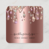 *~* KOPER Metallic druppelaar GLITTER AP7 Vierkante Visitekaartje (Voorkant)