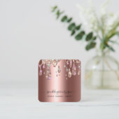 *~* KOPER Metallic druppelaar GLITTER AP7 Vierkante Visitekaartje (Staand voorkant)