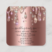 *~* KOPER Metallic druppelaar GLITTER AP7 Vierkante Visitekaartje (Achterkant)