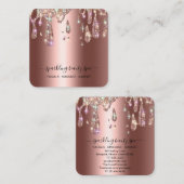 *~* KOPER Metallic druppelaar GLITTER AP7 Vierkante Visitekaartje (Voorkant / Achterkant)