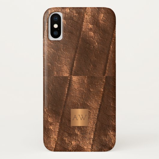 Koper metallic goud exclusieve luxe monogrammed Case-Mate iPhone case (Achterkant)