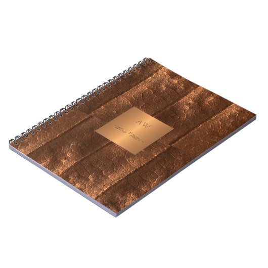 Koper metallic goud exclusieve luxe monogrammed notitieboek (Linkerzijde)