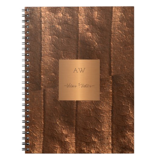 Koper metallic goud exclusieve luxe monogrammed notitieboek (Voorkant)