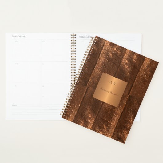 Koper metallic goud exclusieve luxe monogrammed planner (Display)