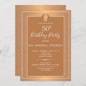 Koper Metallic Monogrammed Vijftig Verjaardagsfees Kaart (Voorkant / Achterkant)