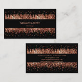 Koper Metallic Sequins op Black Modern Visitekaartje (Voorkant / Achterkant)