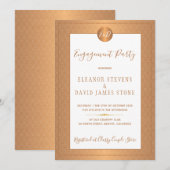 koper metallische klasse monogram engagement party kaart (Voorkant / Achterkant)