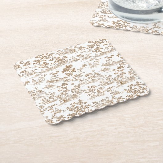 Koper / Mocha Mousse Toile, Kartonnen Onderzetters (Gebogen)