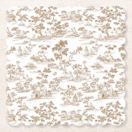 Koper / Mocha Mousse Toile, Kartonnen Onderzetters