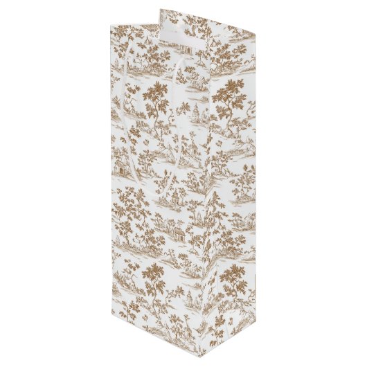 Koper / Mocha Mousse Toile, Wijn Cadeautas (Achterkant Gekanteld)