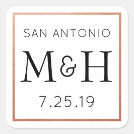 Koper Monogram Bruiloft Sticker Favor Label