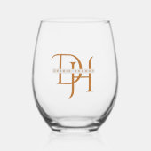 Koper Monogram Minimalistische wijn 16 oz glas (Voorkant)