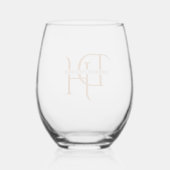 Koper Monogram Minimalistische wijn 16 oz glas (Achterkant)
