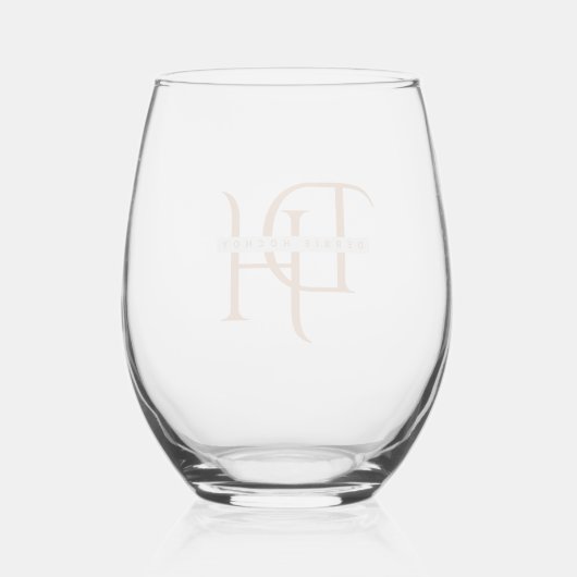 Koper Monogram Minimalistische wijn 16 oz glas (Achterkant)