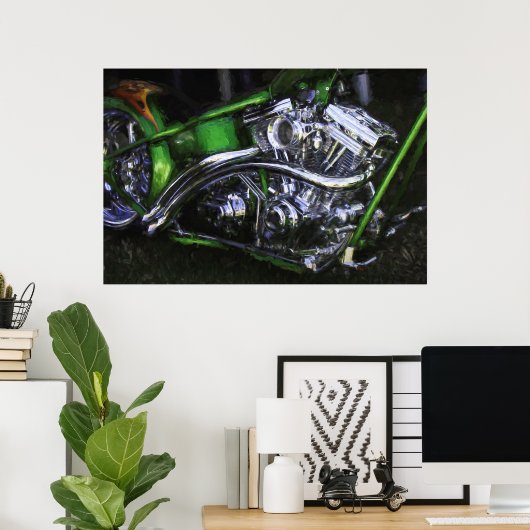 KOPER MOtorcycle DRAGON ON THE GRASS Poster (Thuiskantoor)