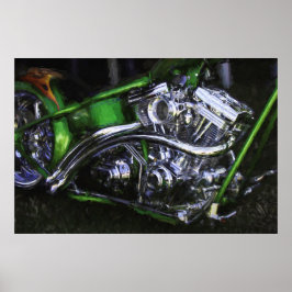 KOPER MOtorcycle DRAGON ON THE GRASS Poster