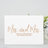 Koper "Mrs. en Mrs." Lesbian Wedding Sign (Staand voorkant)