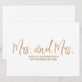 Koper "Mrs. en Mrs." Lesbian Wedding Sign (Voorkant / Achterkant)