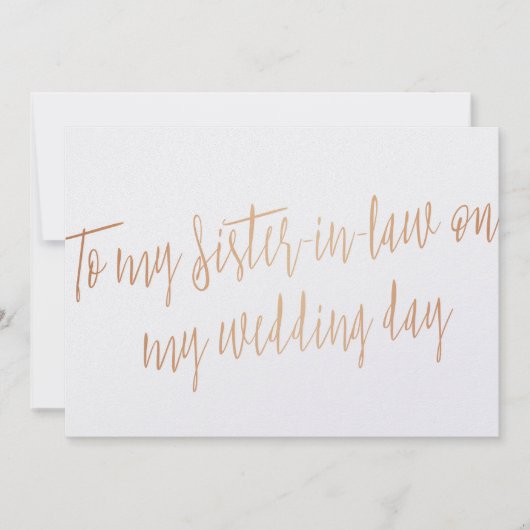 Koper "Naar mijn schoonzus op mijn trouwdag" (Voorkant)