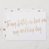 Koper "Naar mijn schoonzus op mijn trouwdag" (Voorkant / Achterkant)