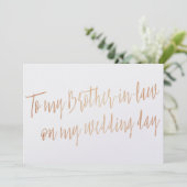 Koper "Naar mijn zwager op mijn trouwdag" (Staand voorkant)