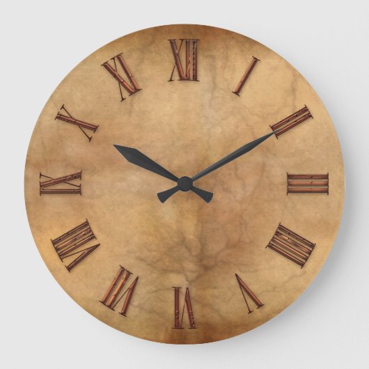 Koper op Parchment-effect Moderne Art Clock Grote Klok (Voorkant)