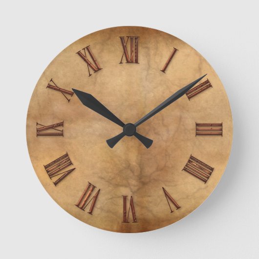 Koper op Parchment-effect Moderne Art Clock Ronde Klok (Voorkant)