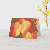 Koper Oranje Fall Leaves Art Note Card Kaart (Gele Bloem)