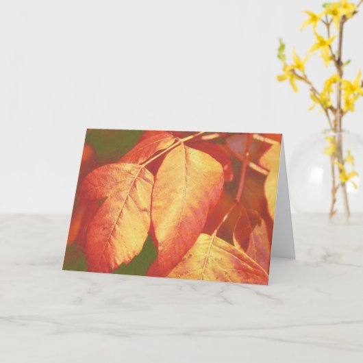 Koper Oranje Fall Leaves Art Note Card Kaart (Gele Bloem)