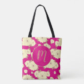 Koper Pastel Yellow Floral op Fuchsia roze Tote Bag (Achterkant)