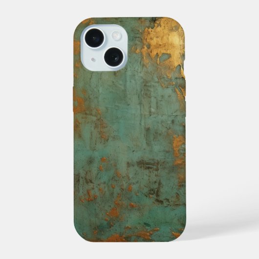 Koper Patina Rustiek Metaal iPhone 15 Case (Achterkant)