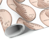 Koper Penny Coin Pattern – Lincoln Cent Design Cadeaupapier (Rol Hoek)