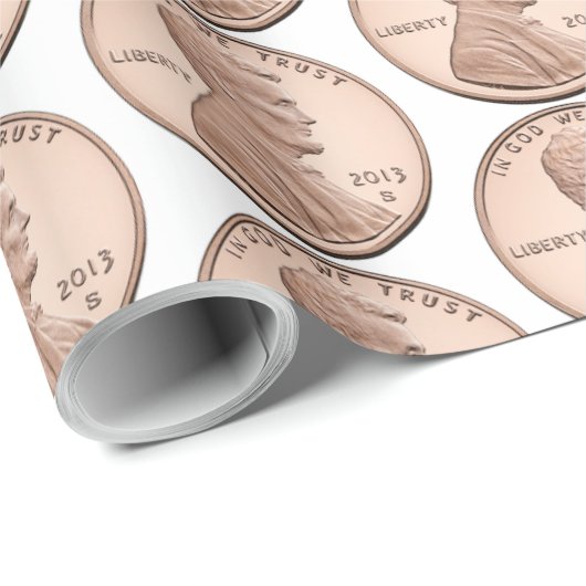 Koper Penny Coin Pattern – Lincoln Cent Design Cadeaupapier (Rol Hoek)