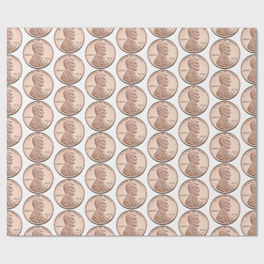 Koper Penny Coin Pattern – Lincoln Cent Design Cadeaupapier (Vlak)