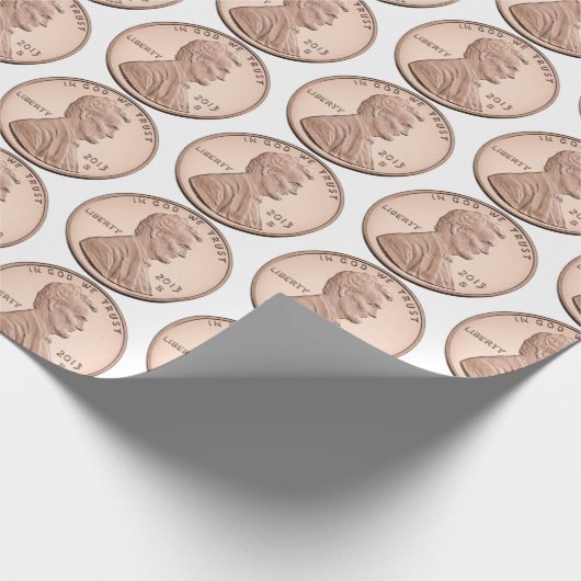 Koper Penny Coin Pattern – Lincoln Cent Design Cadeaupapier (Hoek)