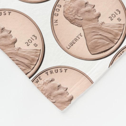 Koper Penny Coin Pattern – Lincoln Cent Design Fleece Deken (Hoek)