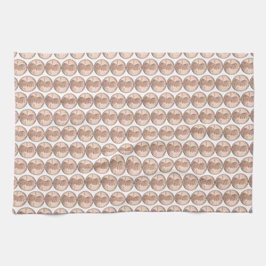 Koper Penny Coin Pattern – Lincoln Cent Design Theedoek (Horizontaal)