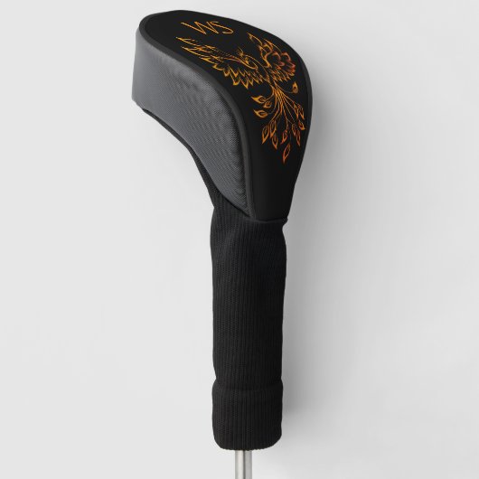 Koper Phoenix groeit op Black Inital Golfheadcover (Schuin)
