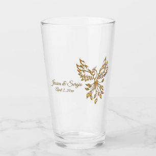 Koper Phoenix ruist op zwart Glas