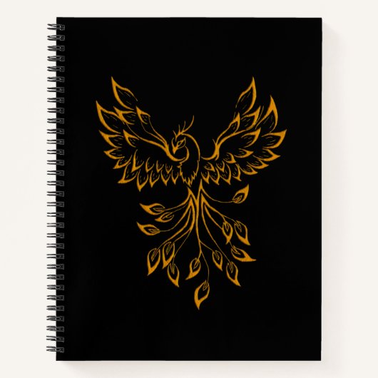 Koper Phoenix ruist op zwart Notitieboek (Voorkant)