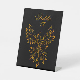 Koper Phoenix ruist op zwart Reclamebord Met Voetstuk