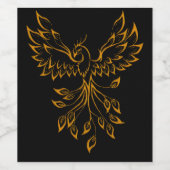 Koper Phoenix ruist op zwart Wijn Etiket (Enkel label)