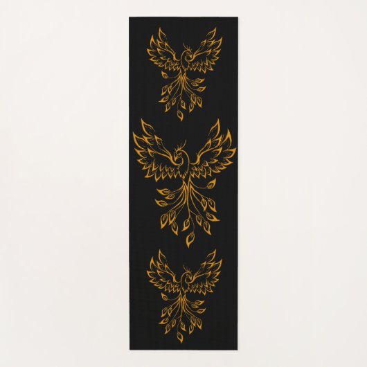 Koper Phoenix ruist op zwart Yogamat (Voorkant)