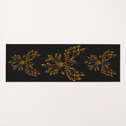 Koper Phoenix ruist op zwart Yogamat (Voorkant (horizontaal))