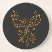 Koper Phoenix ruist op zwart Zandsteen Onderzetter (Voorkant)