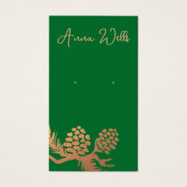 Koper Pine Cones Green Earring Visitekaartje